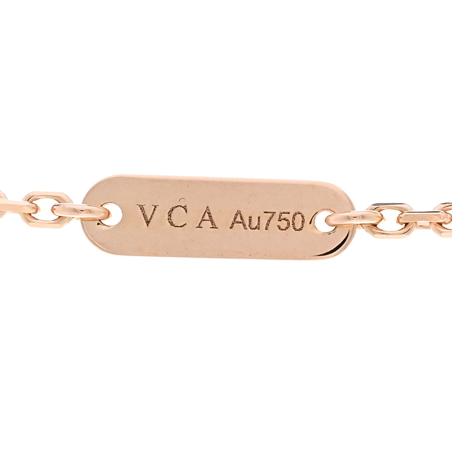 18K Rose Gold Diamond Pink Porcelain Vintage Alhambra Pendant Necklace