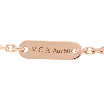 Van Cleef & Arpels 18K Rose Gold Diamond Pink Porcelain Vintage Alhambra Pendant Necklace 4 of 5