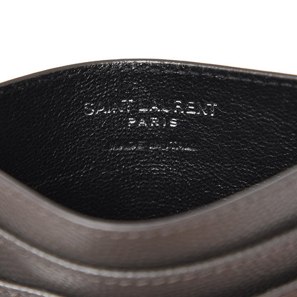 Saint Laurent Grain De Poudre Matelasse Chevron Monogram Credit Card Case Earth 6 of 7