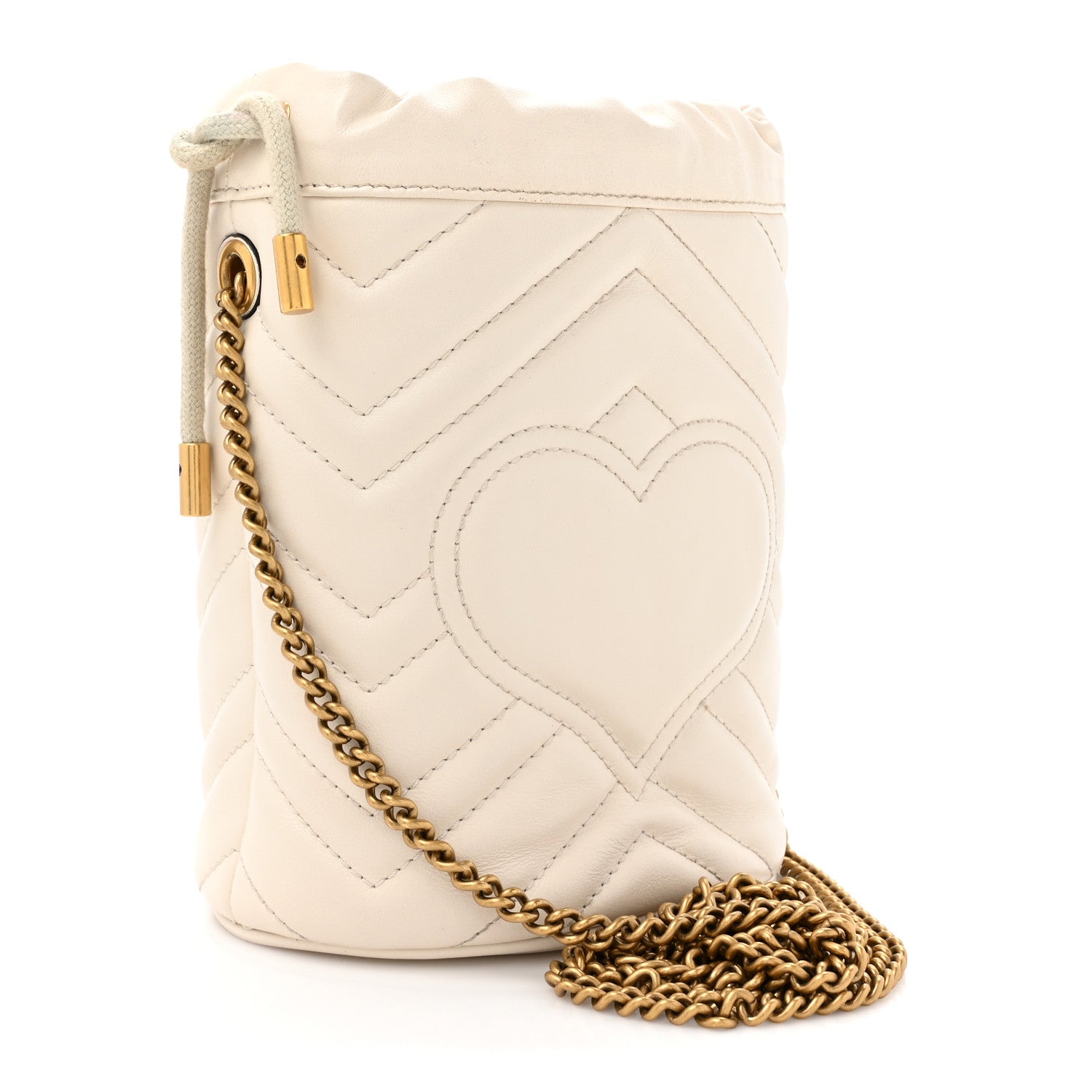 Gucci Calfskin Matelasse Mini GG Marmont 2.0 Bucket Bag White 3 of 12