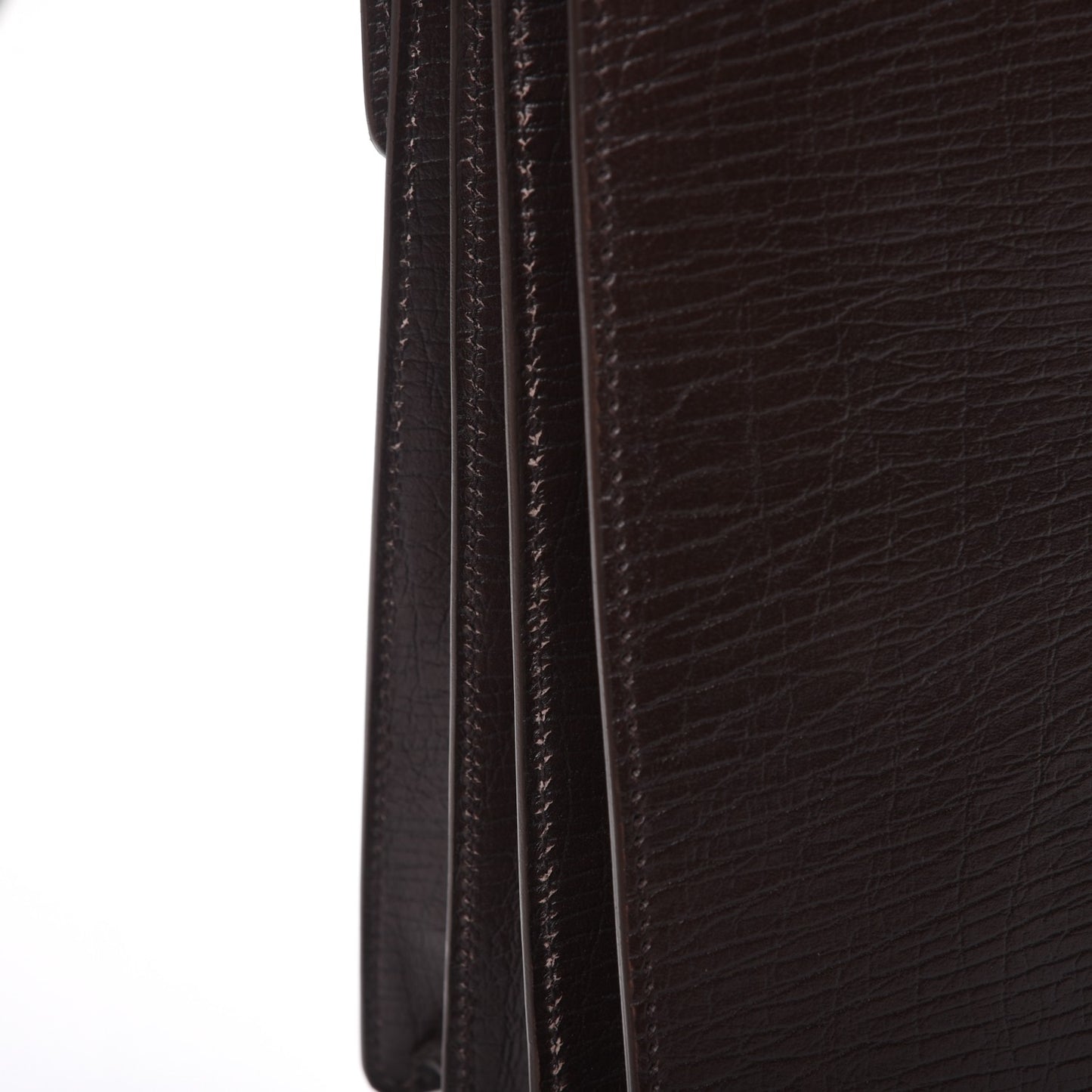 Calfskin Embossed Gusset Briefcase Brown