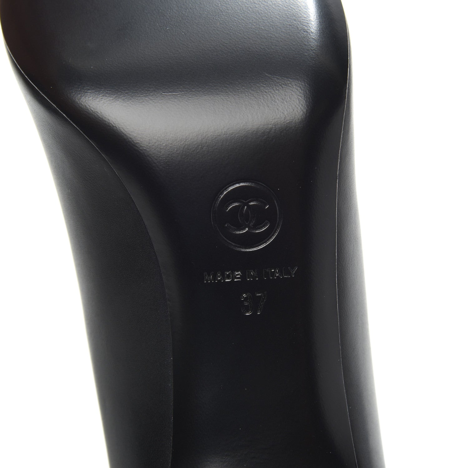 Chanel Iridescent Calfskin Grosgrain Cap Toe Pumps 37 Black 6 of 7