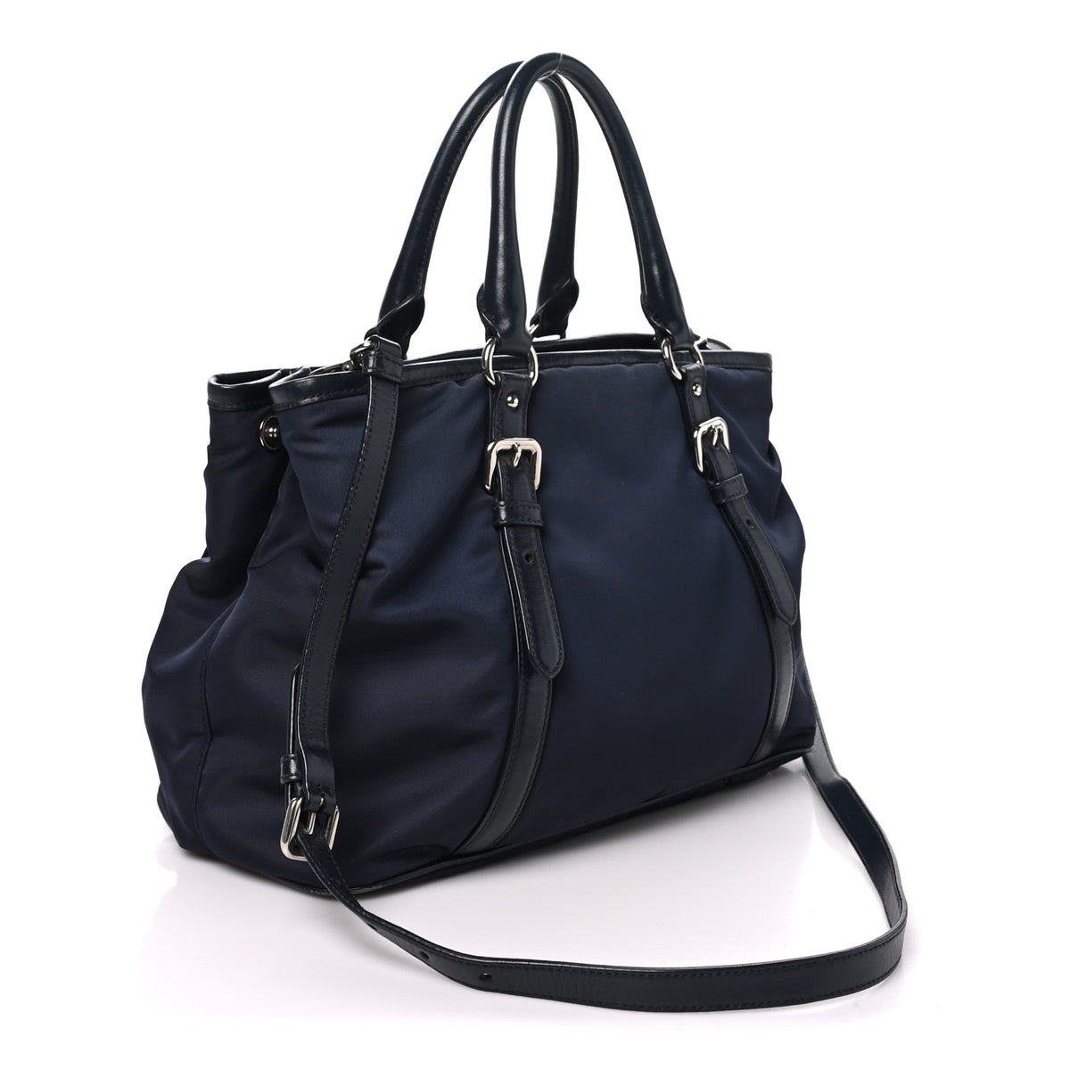 Tessuto Nylon Soft Calf Small Tote Blue