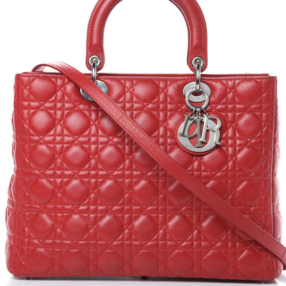 Christian Dior Lambskin Cannage Large Lady Dior Red 8 of 17