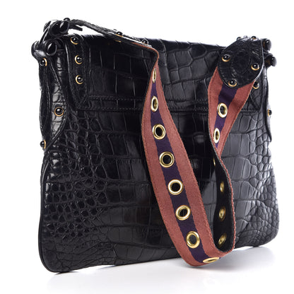 Gucci Crocodile Studded Pelham Borchie Flap Bag Black 3 of 7