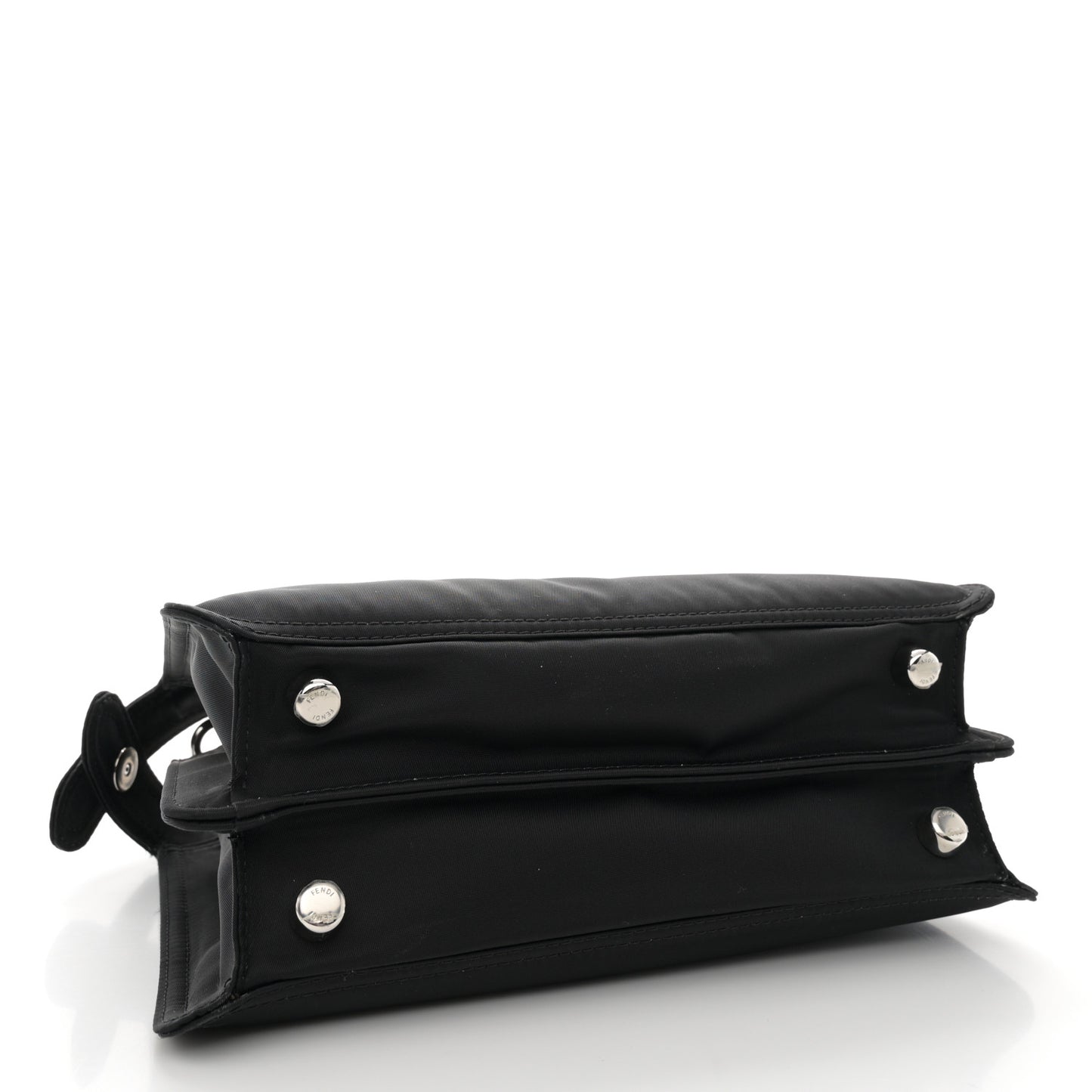 Nylon Vitello Cover Logo Embossed Mini Peekaboo I SEE U Satchel Black White