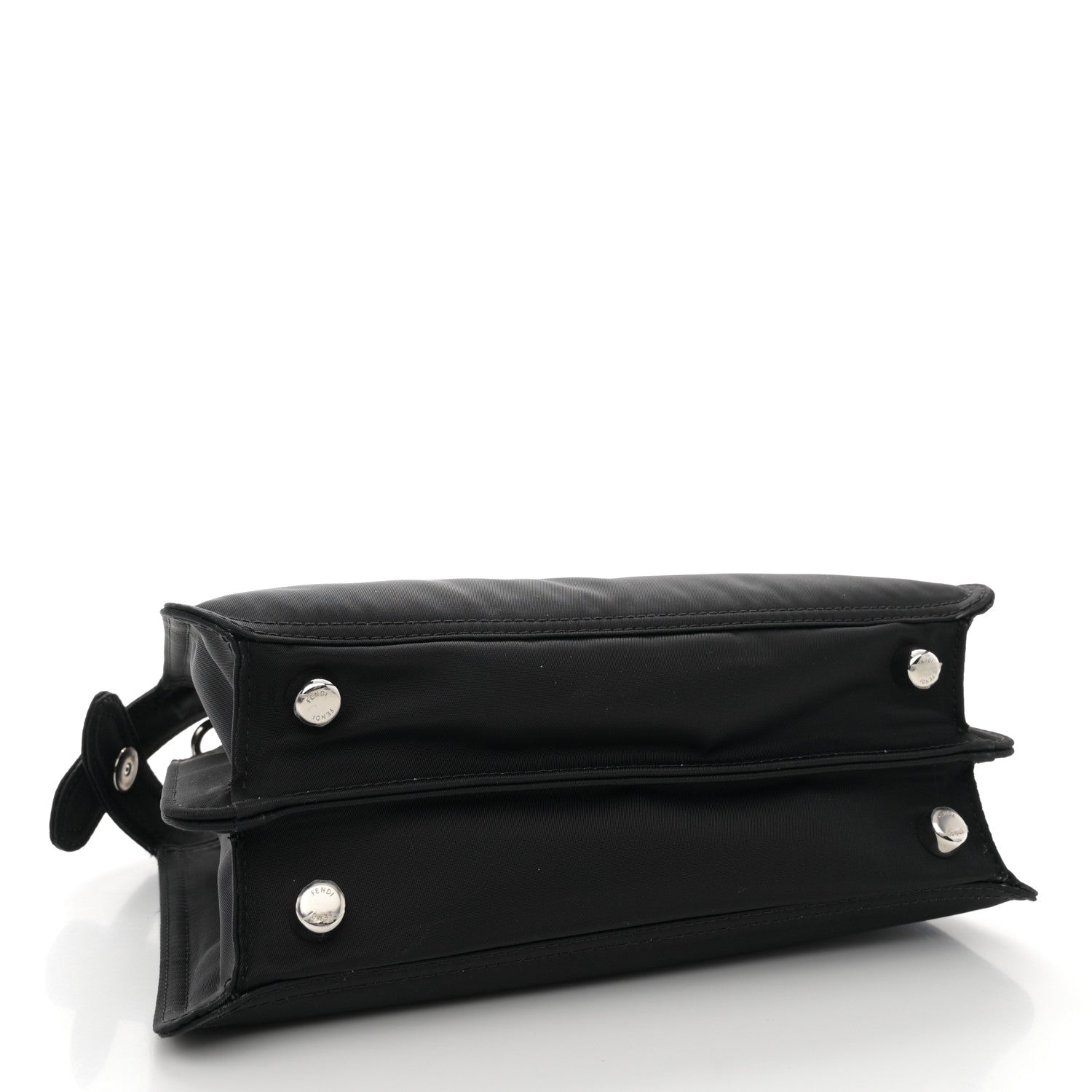 Fendi Nylon Vitello Cover Logo Embossed Mini Peekaboo I SEE U Satchel Black White 4 of 11