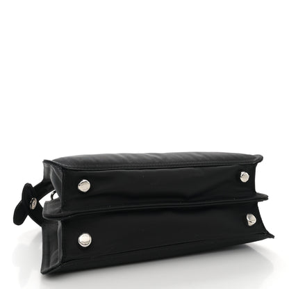 Fendi Nylon Vitello Cover Logo Embossed Mini Peekaboo I SEE U Satchel Black White 4 of 11