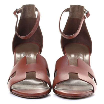 Hermes Calfskin Legend Wedge Sandals 40 Gold 2 of 8