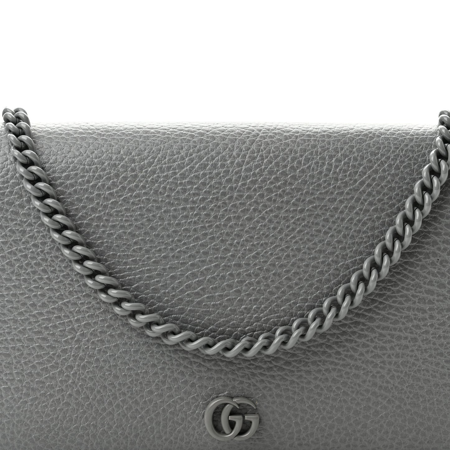Dollar Calfskin Enamel Monochrome Mini GG Marmont Chain Wallet Deep Grey