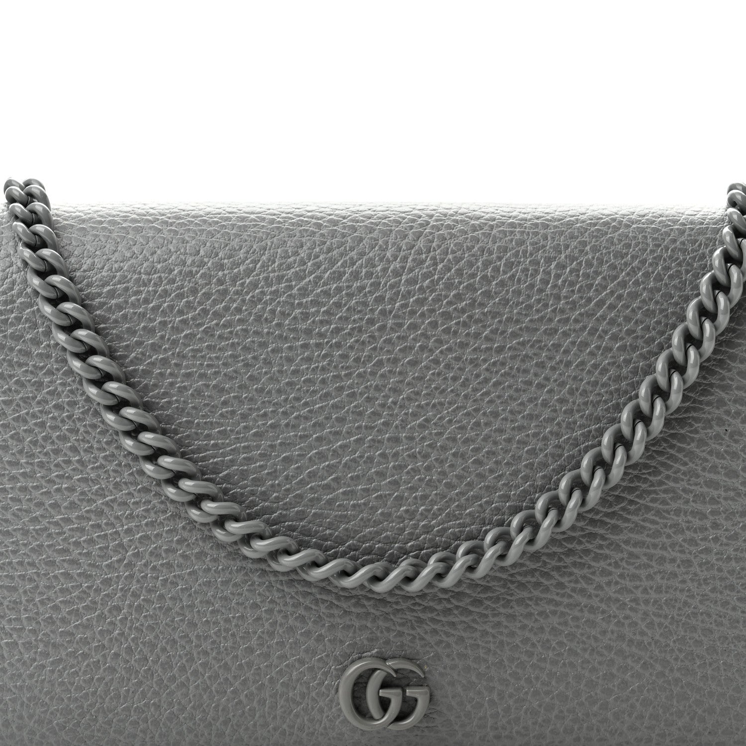 Gucci Dollar Calfskin Enamel Monochrome Mini GG Marmont Chain Wallet Deep Grey 8 of 12
