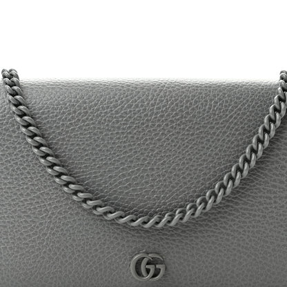 Gucci Dollar Calfskin Enamel Monochrome Mini GG Marmont Chain Wallet Deep Grey 8 of 12