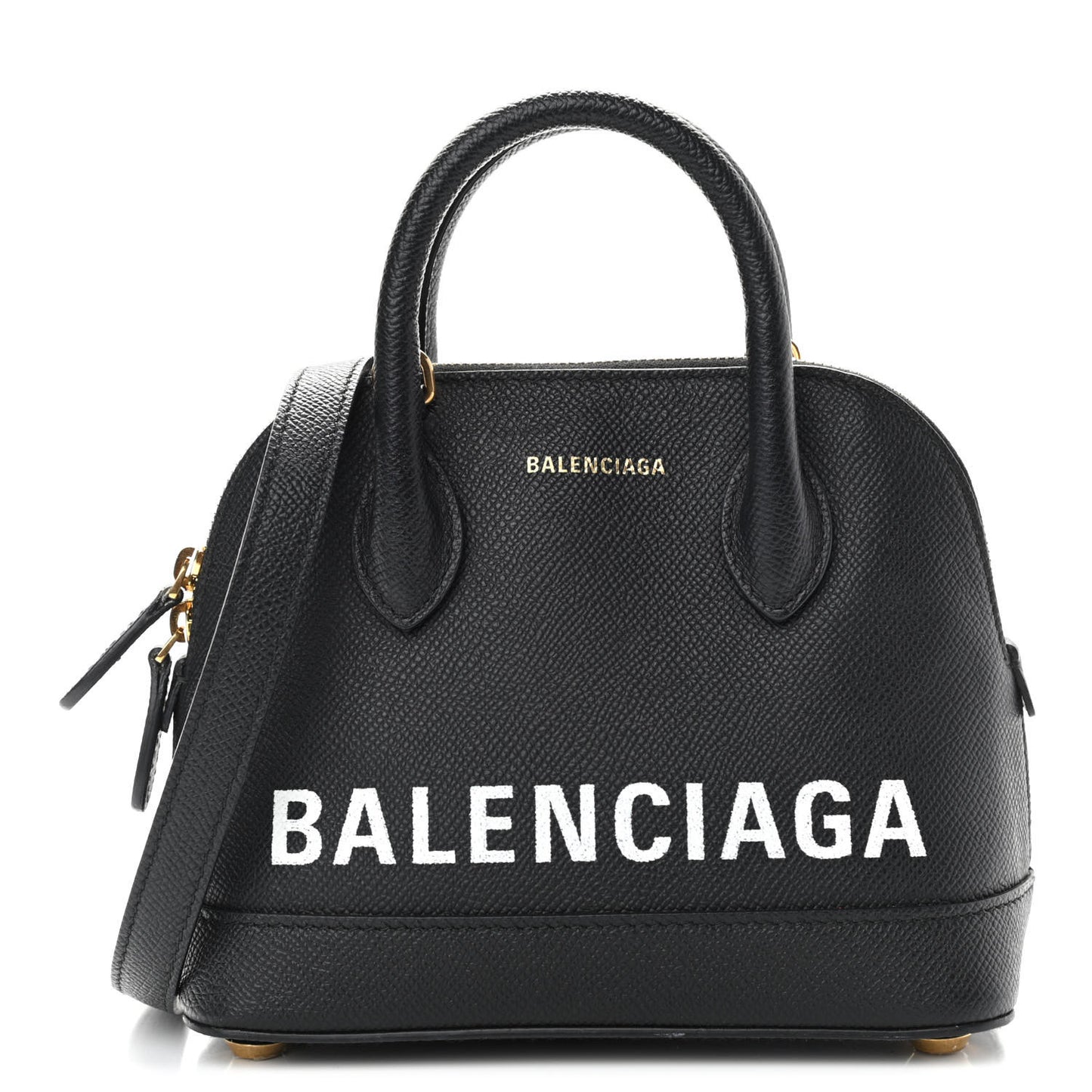 Signature Grained Calfskin XXS Ville Top Handle Bag Black White
