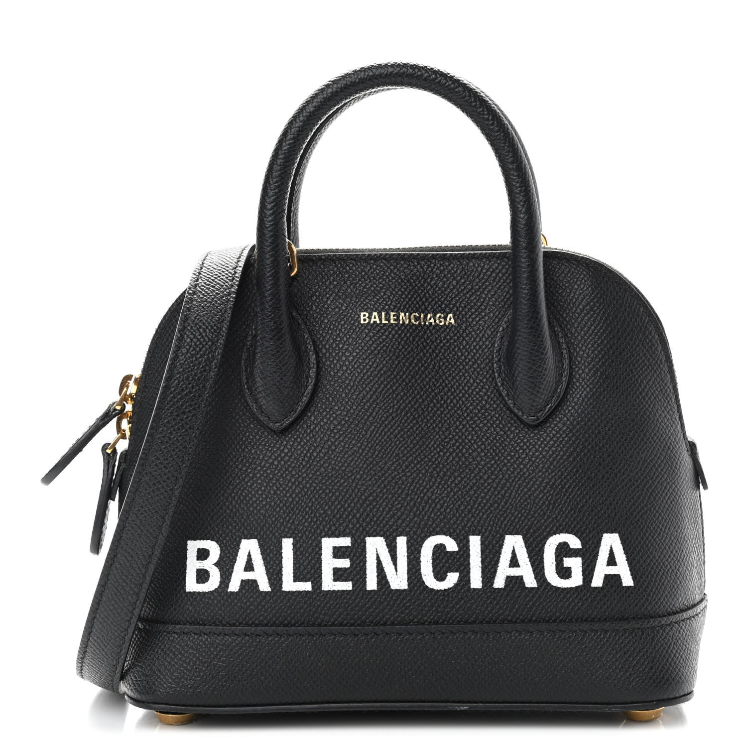 Balenciaga Signature Grained Calfskin XXS Ville Top Handle Bag Black White 1 of 13