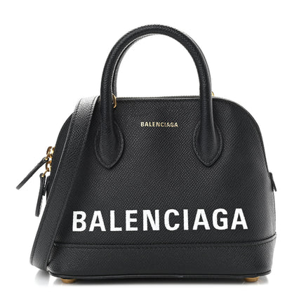 Balenciaga Signature Grained Calfskin XXS Ville Top Handle Bag Black White 1 of 13