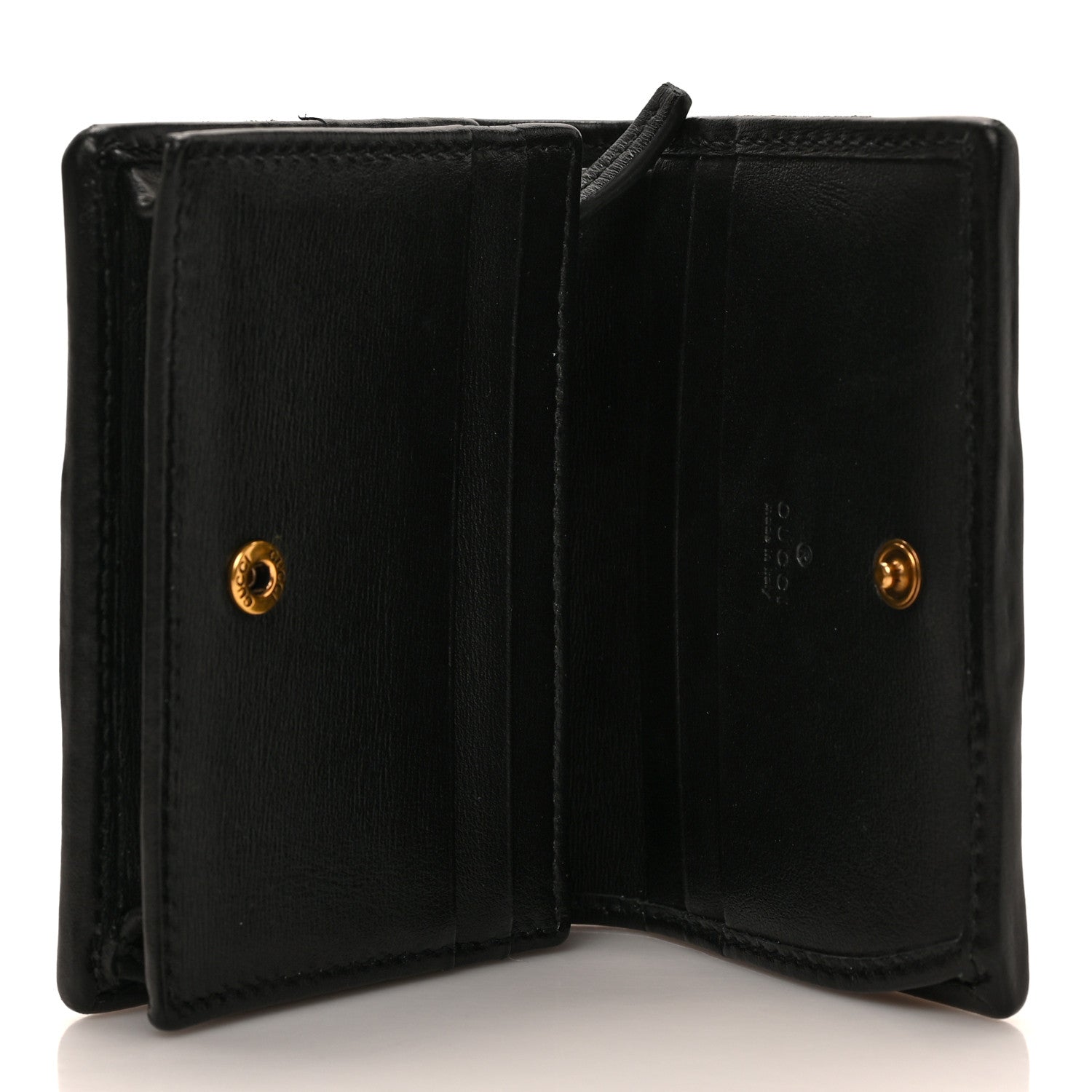 Gucci Calfskin Web Trapuntata GG Marmont Card Case Wallet Black 5 of 7