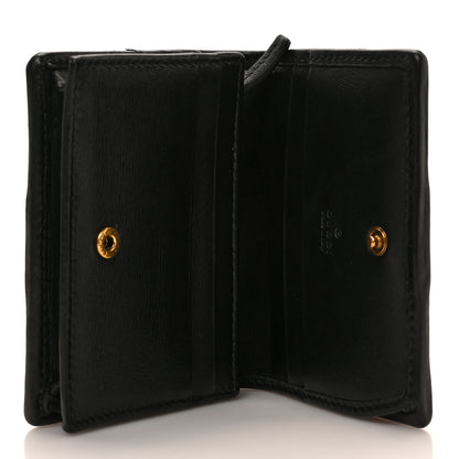 Gucci Calfskin Web Trapuntata GG Marmont Card Case Wallet Black 5 of 7