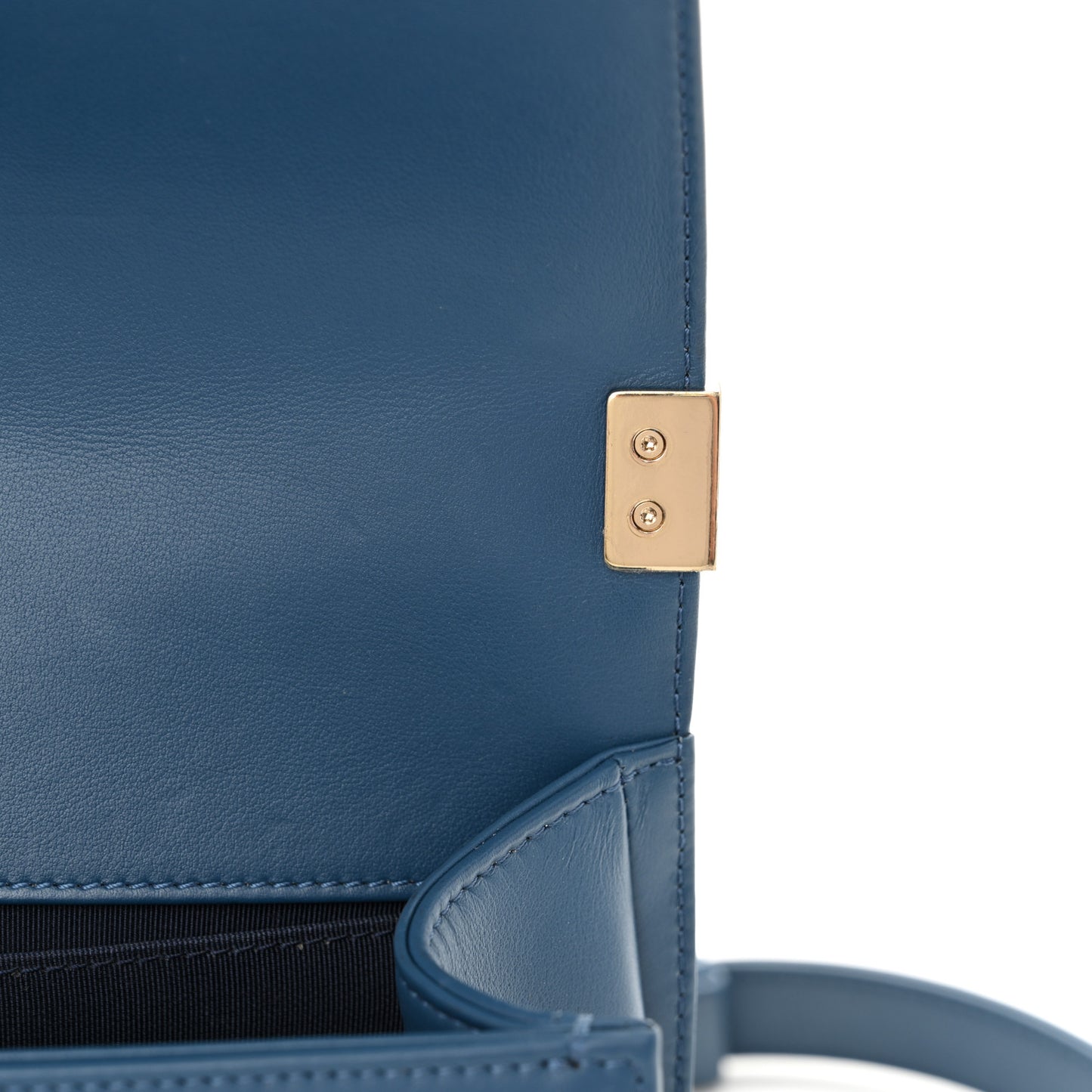 Lambskin Chevron Quilted Medium Boy Flap Blue