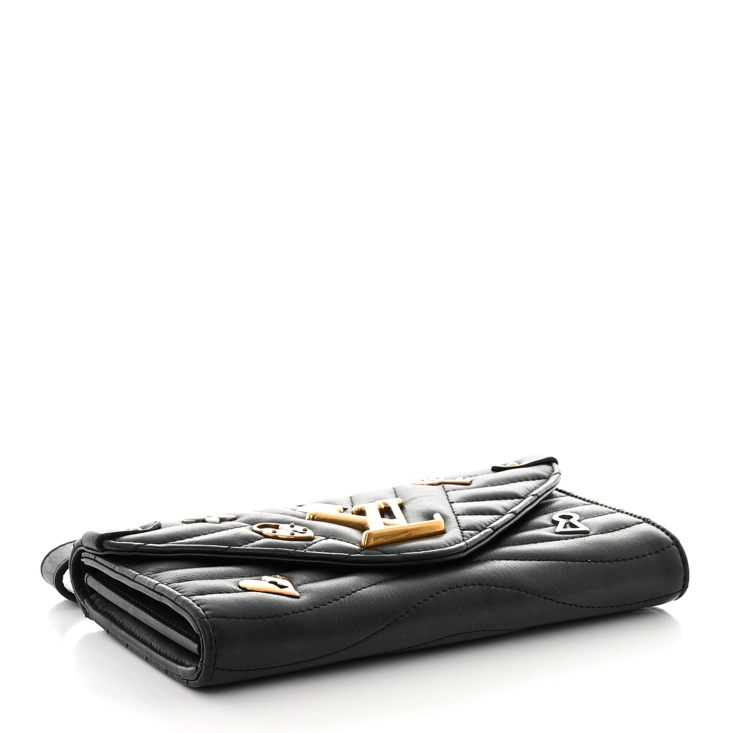 Calfskin Love Lock New Wave Long Wallet Black