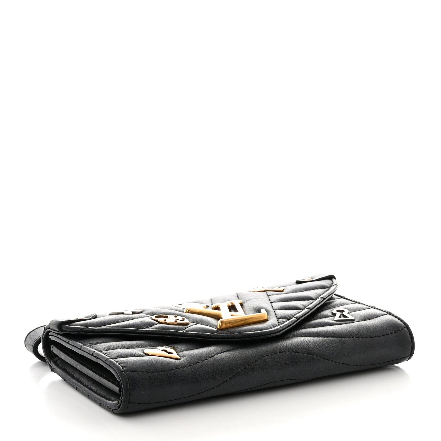 Louis Vuitton Calfskin Love Lock New Wave Long Wallet Black 4 of 10