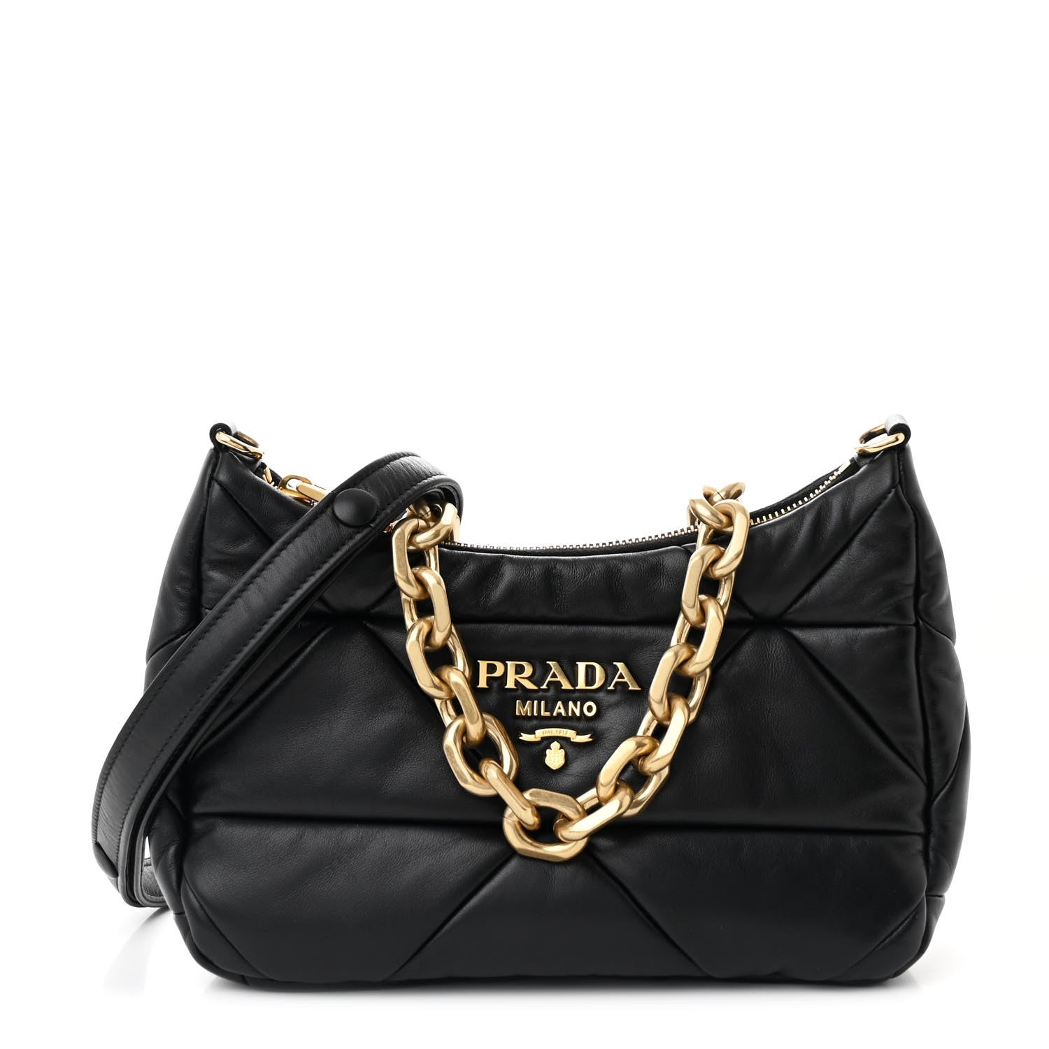 Prada Nappa Triangle Quilted Patchwork System Bag Black 1 of 10