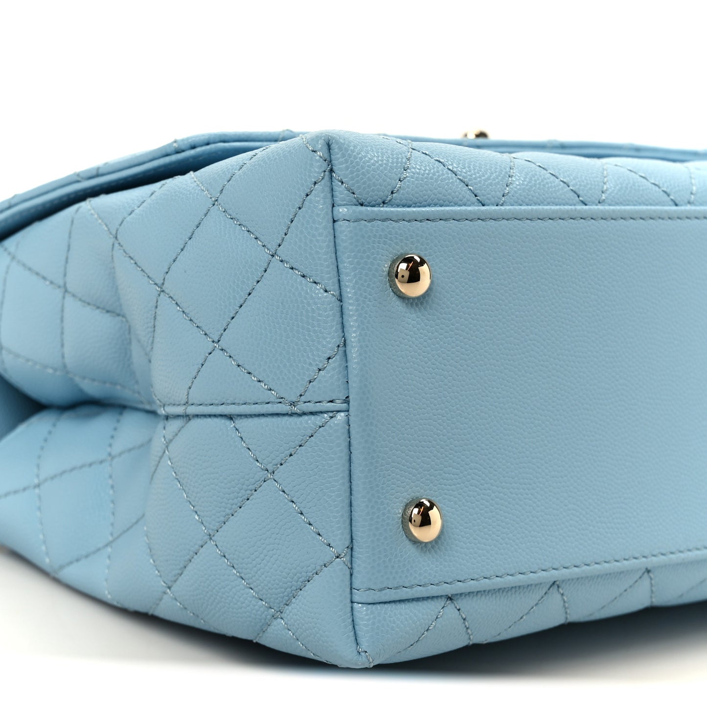 Caviar Quilted Small Coco Chain Handle Flap Light Blue