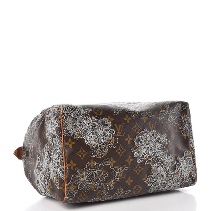 Louis Vuitton Monogram Dentelle Speedy 30 Silver 4 of 10
