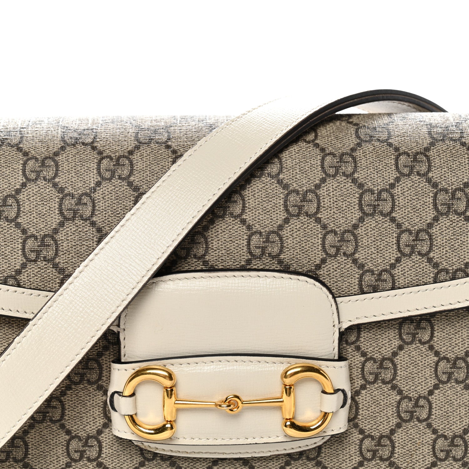 Gucci GG Supreme Monogram Horsebit 1955 Shoulder Bag Beige Mystic White 8 of 11