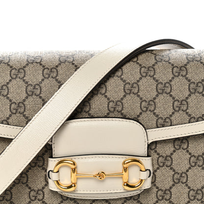 Gucci GG Supreme Monogram Horsebit 1955 Shoulder Bag Beige Mystic White 8 of 11
