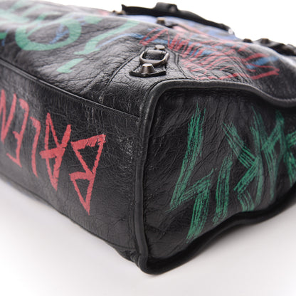 Balenciaga Agneau Graffiti All Over Classic Hardware City Black Vert Rouge 9 of 10