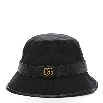 Gucci Monogram Textured Dollar Calfskin GG Jago Bucket Hat M Black 3 of 11