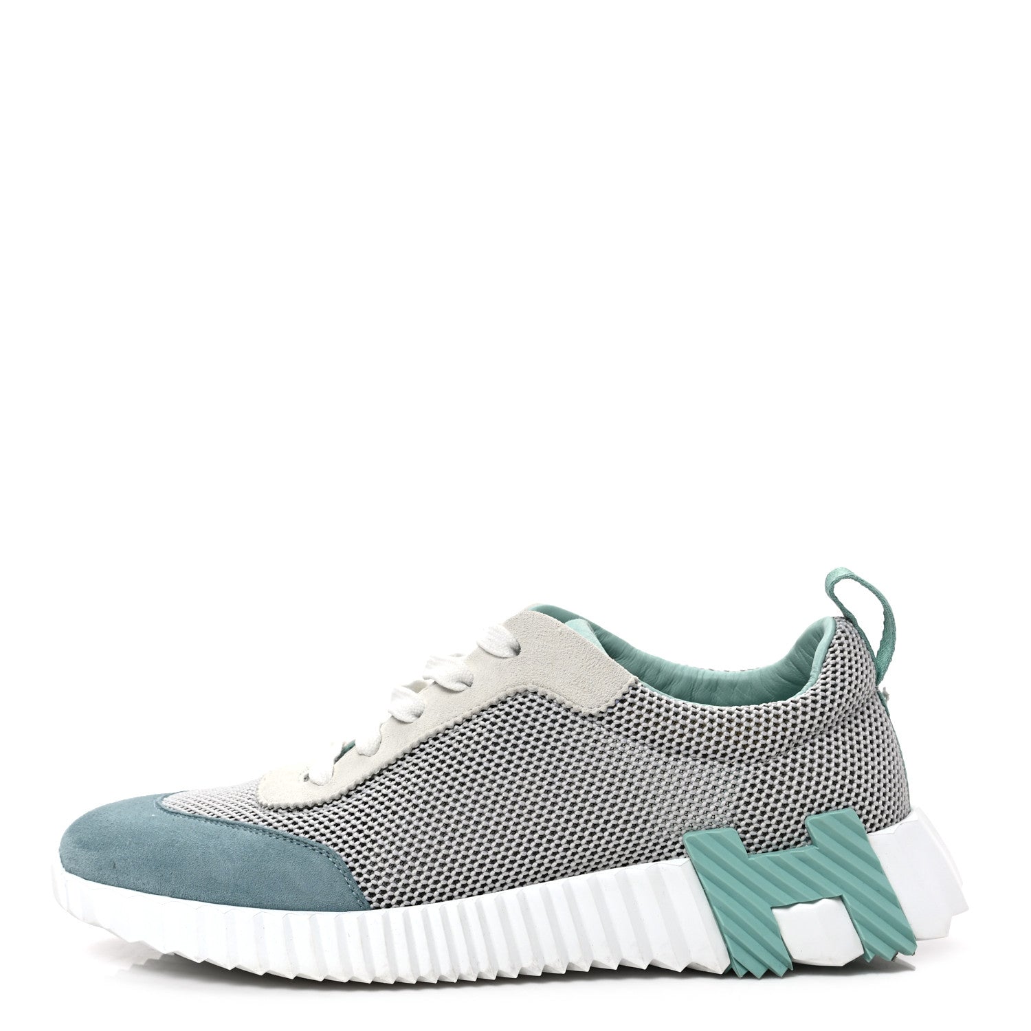 Hermes Air Mesh Suede Goatskin Bouncing Sneakers 39 Vert D'eau 1 of 8