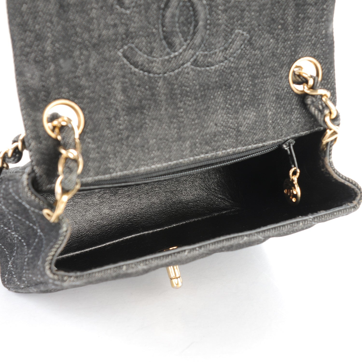Chanel Denim Quilted Mini Square Flap Black 5 of 9