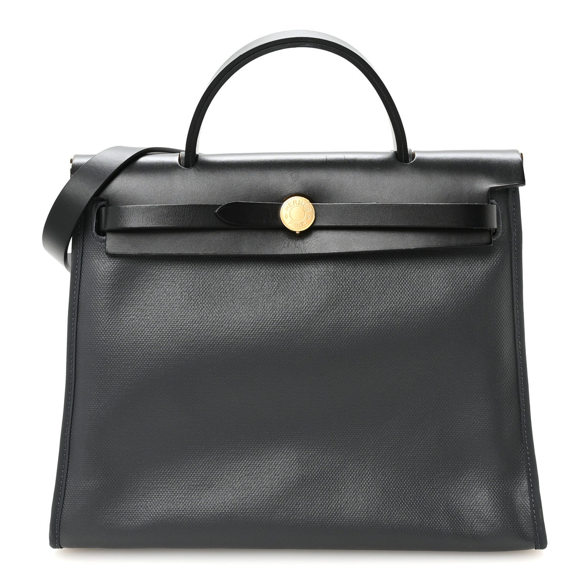 Hermes Toile H Berline Vache Hunter Herbag Zip PM 31 Ardoise Black Ecru 1 of 11