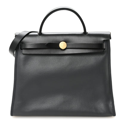 Hermes Toile H Berline Vache Hunter Herbag Zip PM 31 Ardoise Black Ecru 1 of 11