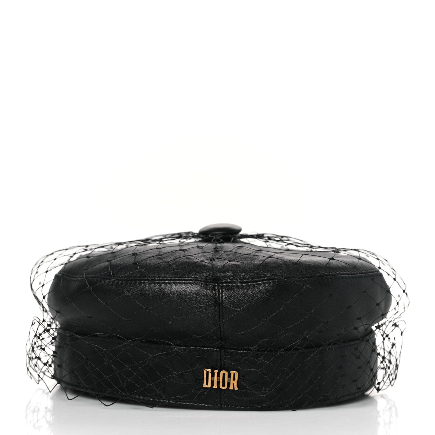 Christian Dior Lambskin Arty Beret Cap with Veil 59 Black 5 of 8