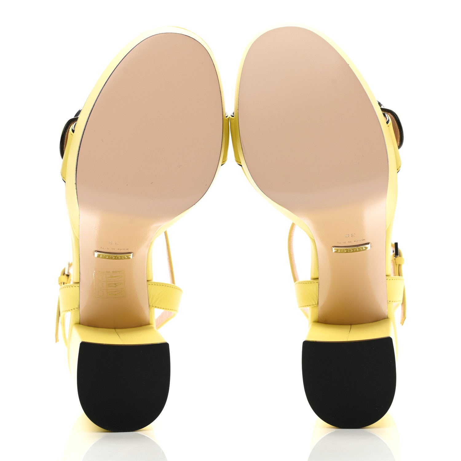 Gucci Calfskin GG Marmont Ankle Wrap 30/115mm Platform Sandals 38 Banana 5 of 10
