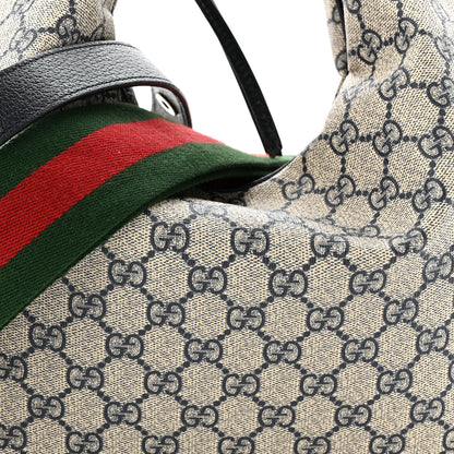 Gucci GG Supreme Monogram Textured Calfskin Web Large Attache Shoulder Bag  Beige Blue 8 of 10