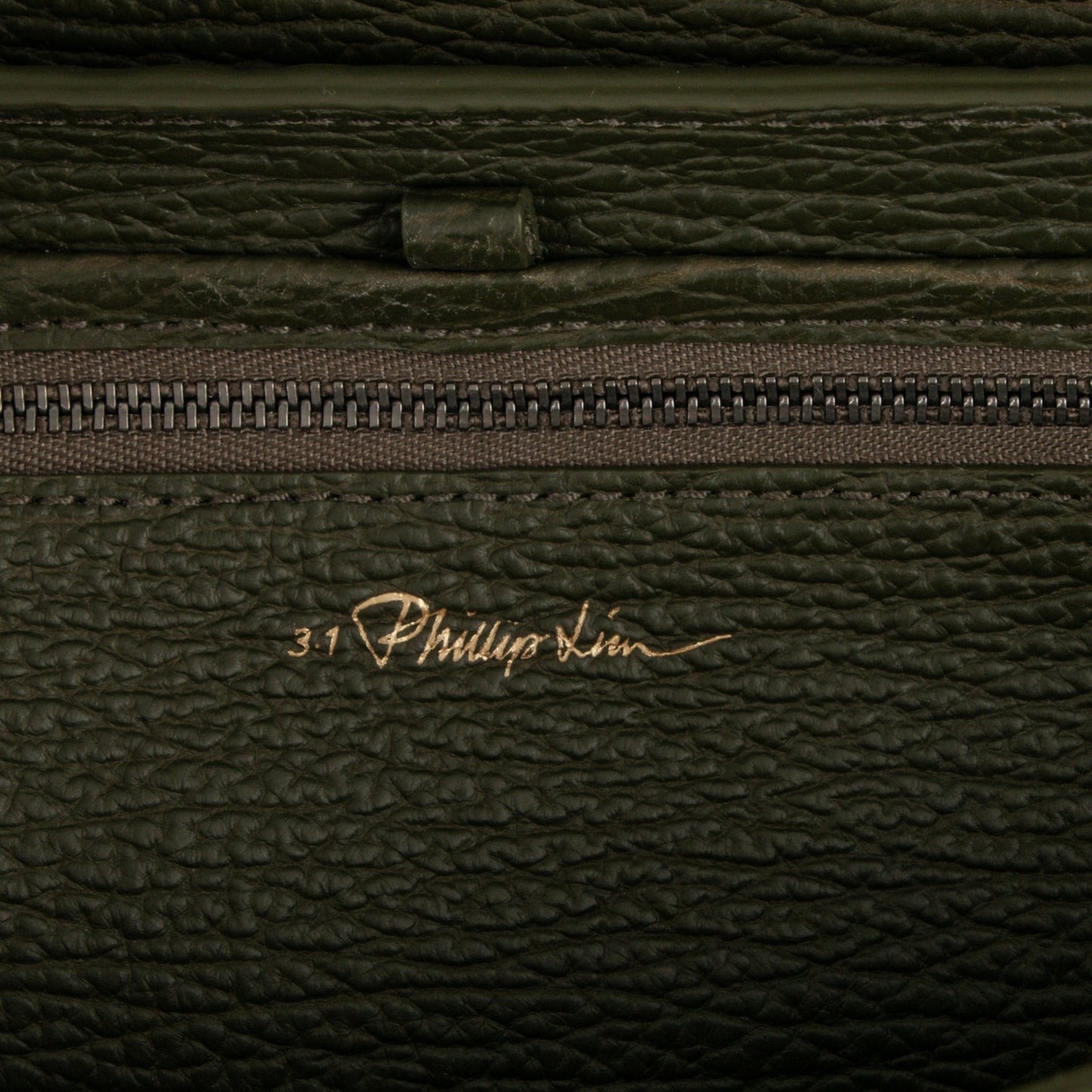 3.1 Textured Calfskin Medium Pashli Satchel Military Green