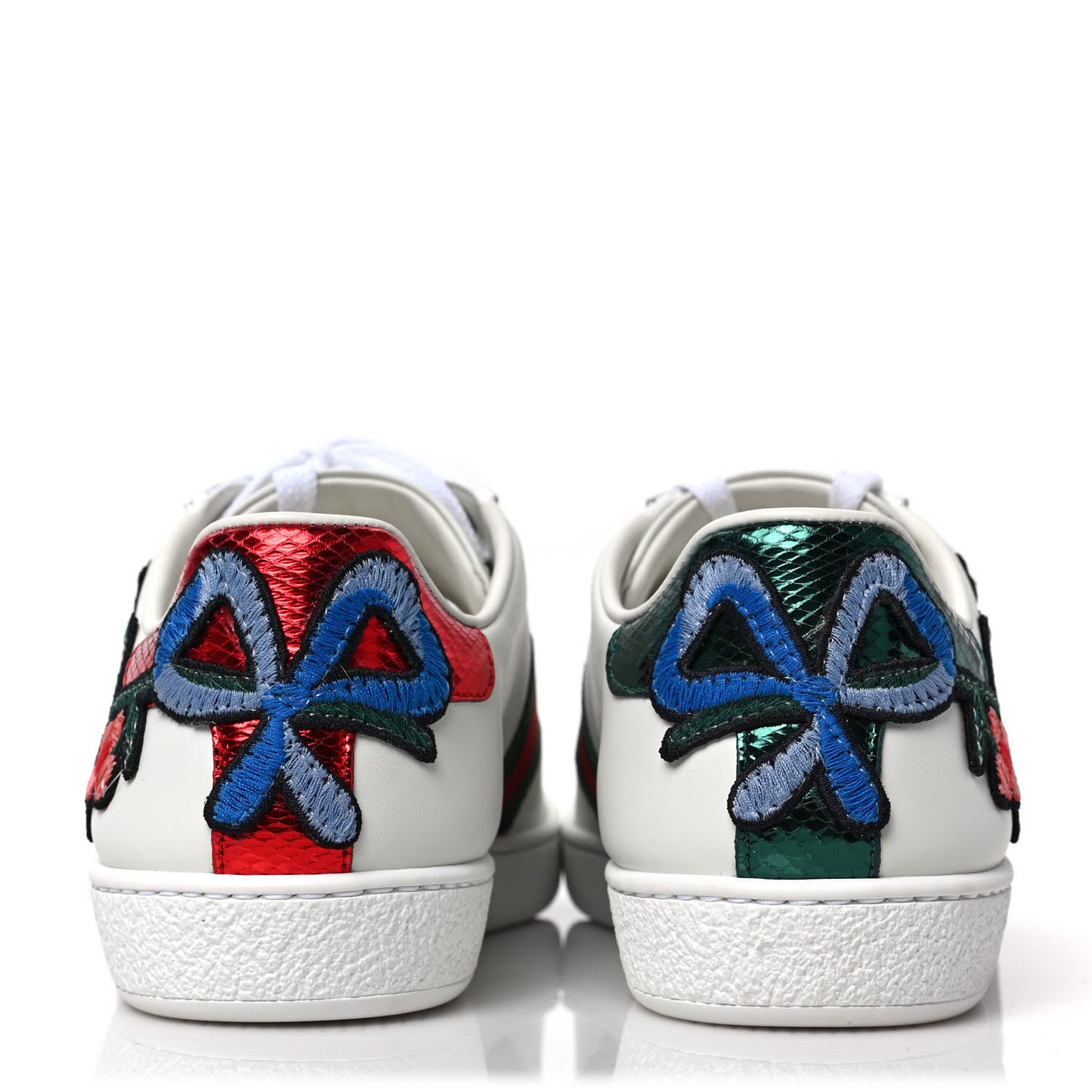 Calfskin Web Floral Embroidered Womens Ace Sneakers 36.5 White