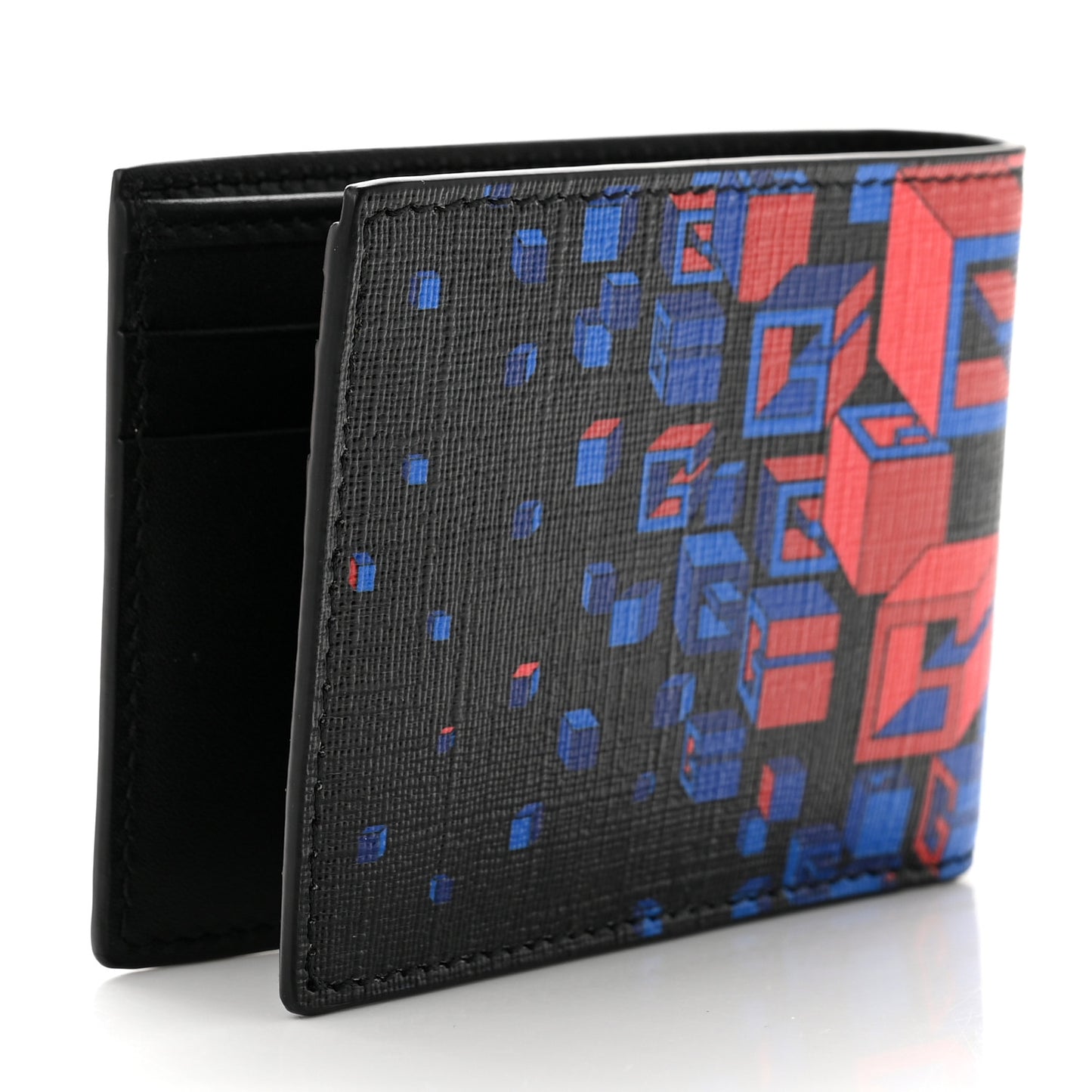 Calfskin Square G Space Print Bi-Fold Wallet Black