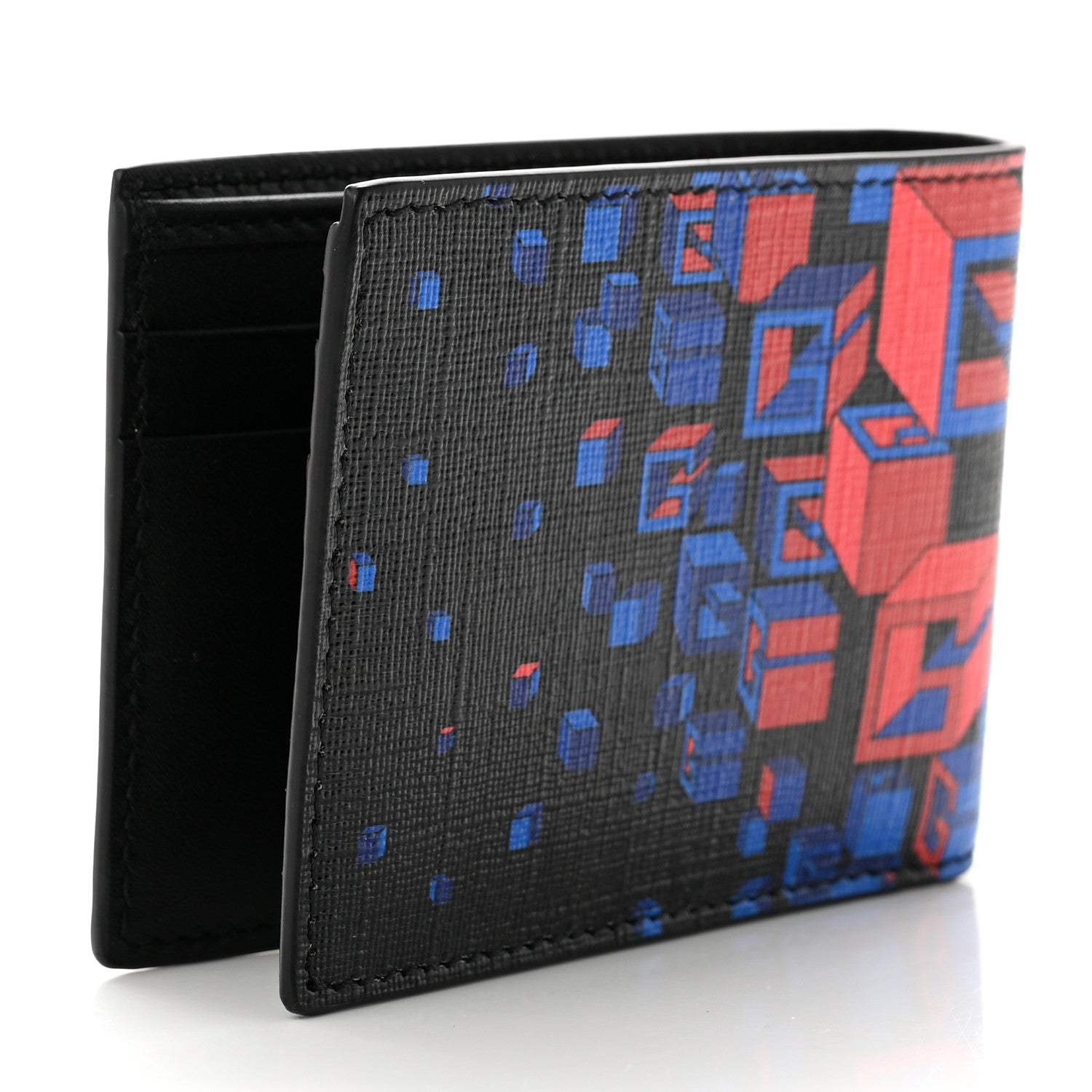 Gucci Calfskin Square G Space Print Bi-Fold Wallet Black 2 of 6
