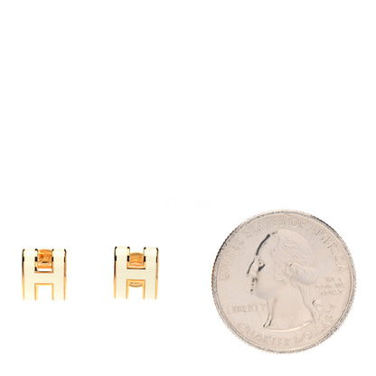 Hermes Gold Lacquered Mini Pop H Earrings White 2 of 6
