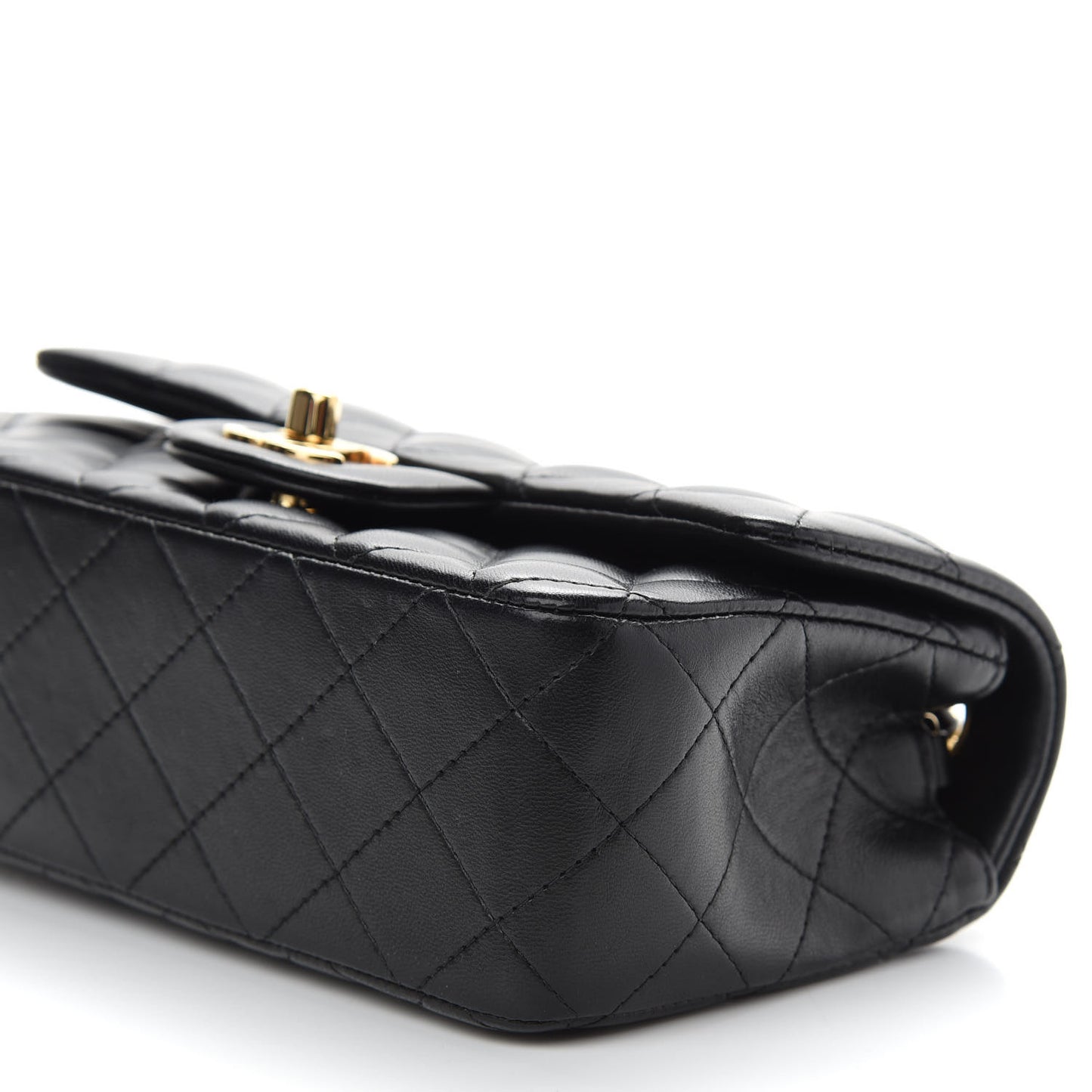 Lambskin Quilted Mini Rectangular Flap Black