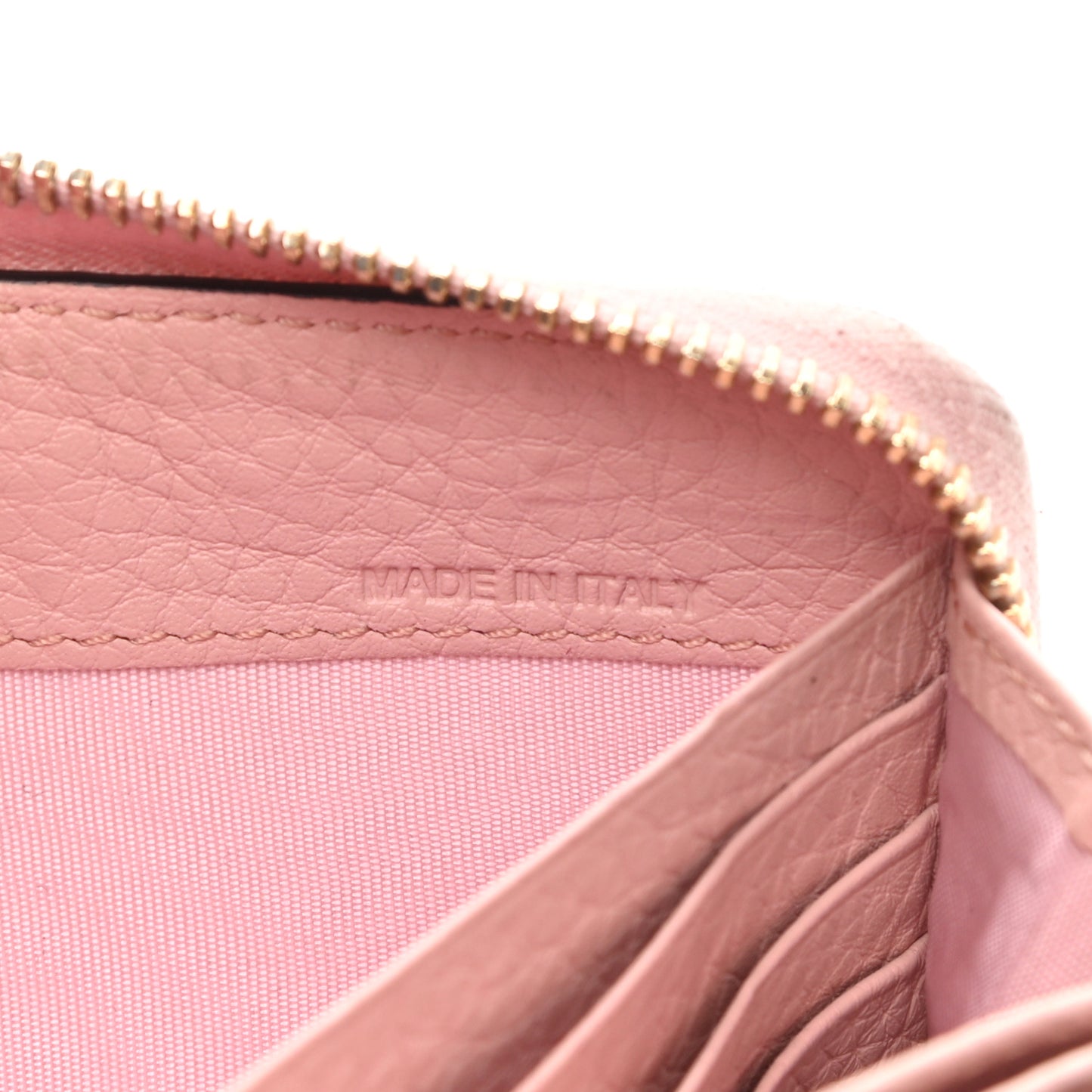 Pebbled Calfskin Rockstud Zip Around Wallet Water Rose