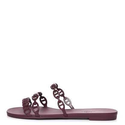 Hermes Rubber Chaine d'Ancre Rivage Sandals 37 Bordeaux 1 of 8