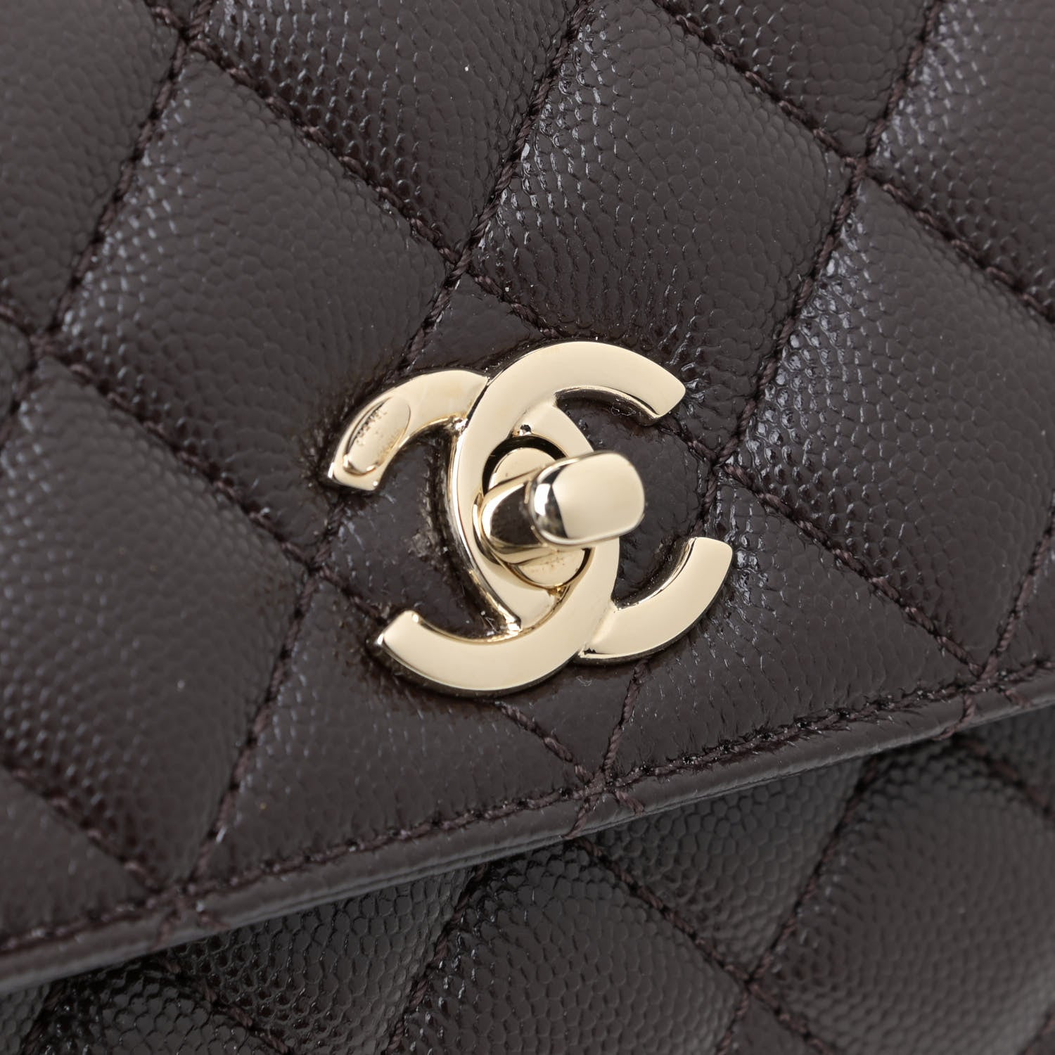 Chanel Caviar Quilted Mini Coco Handle Flap Dark Brown 10 of 11