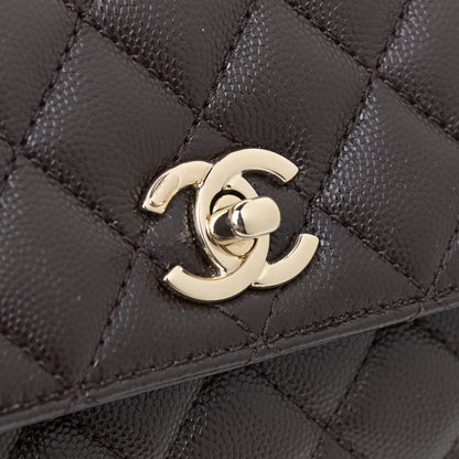 Chanel Caviar Quilted Mini Coco Handle Flap Dark Brown 10 of 11