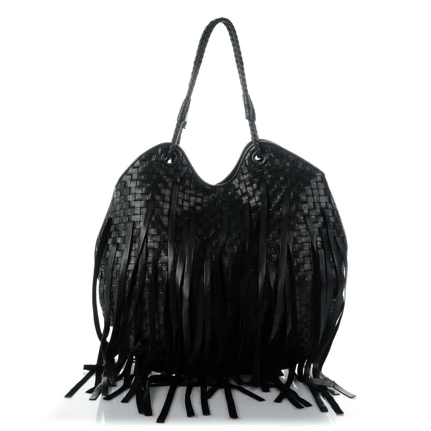 Bottega Veneta Vintage Nappa Intrecciato Fringe Hobo Nero Black 1 of 12