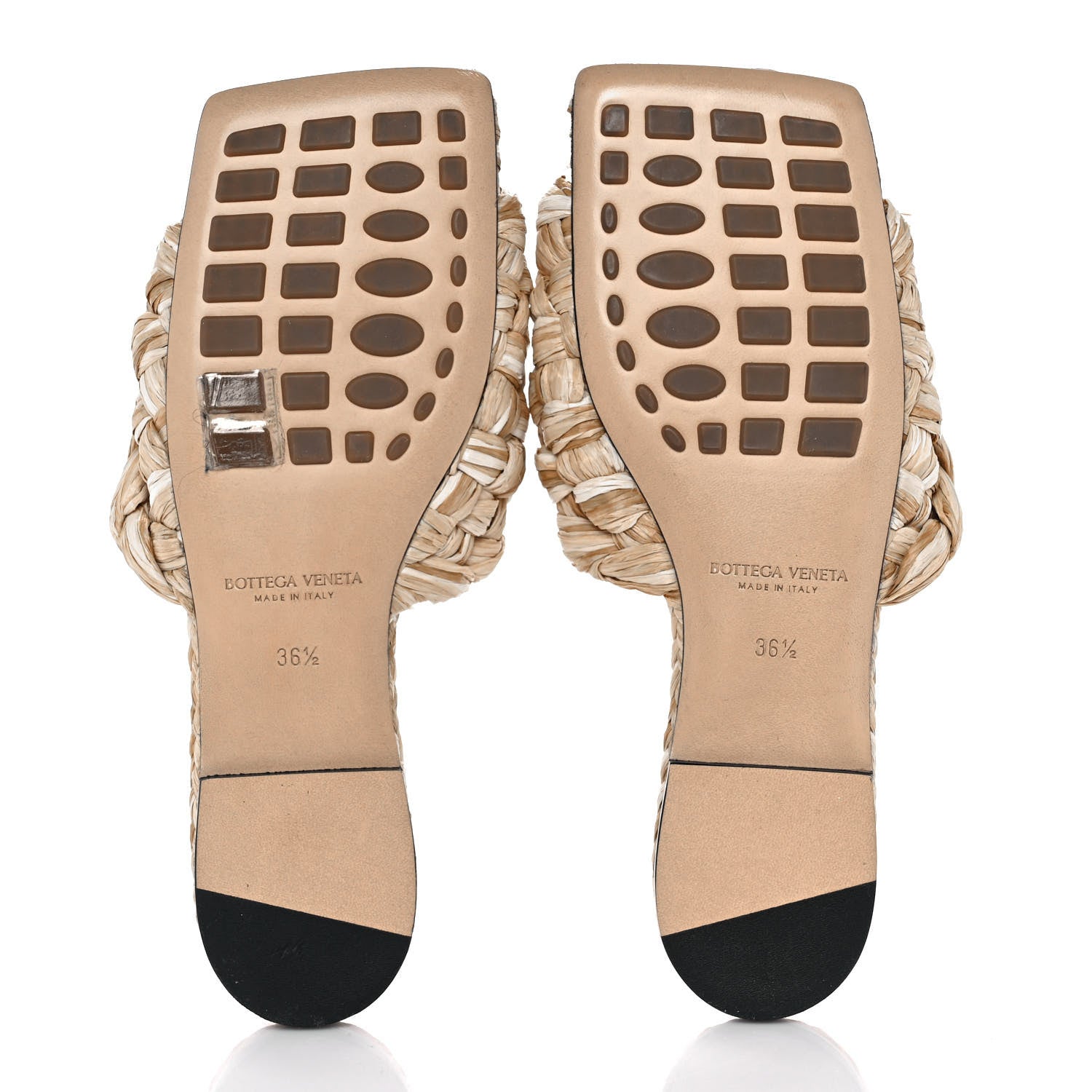 Bottega Veneta Raffia Twisted Intrecciato Stretch Flat Sandals 36.5 Macadamia 5 of 7